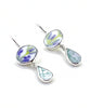 Purple Flower And Green Patterned Vintage Pottery Double Drop Earrings