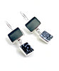 Dark Grey Sea Glass with Black & White Vintage Pottery Double Drop Earrings