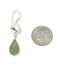 Olive Sea Glass with Pearl Earrings Double Drop Earrings