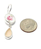 Round Pink Rose & Pink Sea Glass Drops Double Drop Earrings