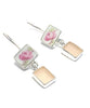 Delicate Pink Roses & Pink Sea Glass Double Drop Earrings