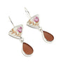 Delicate Purple Flowers & Dusty Purple Sea Glass Double Drop Earrings