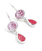Red & White Floral & Red Textured Vintage Pottery Double Drop Earrings