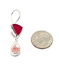 Red Sea Glass with Red & White Floral Vintage Pottery Double Drop Earrings