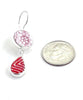 Red & White Floral & Red Textured Vintage Pottery Double Drop Earrings