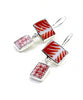 Bold Orange Patterned Vintage Pottery Double Drop Earrings