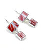 Bold Orange Patterned Vintage Pottery Double Drop Earrings