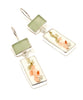 Light Sage Sea Glass & Delicate Flower Vintage Pottery Double Drop Earrings