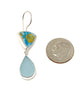 Turquoise & Yellow Spanish Pottery and Aqua Sea Glass Double Drop Earrings