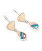 Pink Sea Glass with Pink & Turquoise Spanish Pottery Double Drop Earrings