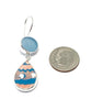 Aqua Sea Glass and Turquoise & Pink Spanish Pottery Double Drop Earrings