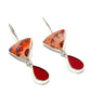 Red & Turquoise Spanish Pottery and Raspberry Stained Glass Double Drop Earrings