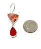 Red & Turquoise Spanish Pottery and Raspberry Stained Glass Double Drop Earrings