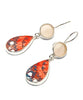 Pink Sea Glass with Red & Turquoise Spanish Pottery Double Drop Earrings