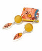 Amber Sea Glass with Red  & Purple Spanish Pottery Double Drop Earrings