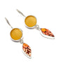 Amber Sea Glass with Red  & Purple Spanish Pottery Double Drop Earrings