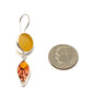 Amber Sea Glass with Red  & Purple Spanish Pottery Double Drop Earrings