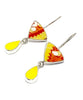 Yellow & Red Spanish Pottery and Yellow Stained Glass Double Drop Earrings