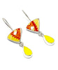 Yellow & Red Spanish Pottery and Yellow Stained Glass Double Drop Earrings