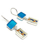 Teal Sea Glass & Bold Vintage Pottery Double Drop Earrings