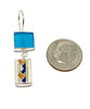 Teal Sea Glass & Bold Vintage Pottery Double Drop Earrings