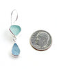Textured Aqua and Light Blue Sea Glass Double Drop Earrings