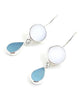 White & Aqua Sea Glass Double Drop Earrings