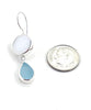 White & Aqua Sea Glass Double Drop Earrings