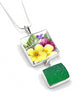 Bold Yellow & Pink Flower Vintage Pottery with Green Sea Glass Double Pendant