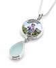 Boating Boy Vintage Pottery with Aqua Sea Glass Heavy Rimmed Double Pendant