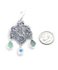 Lace Cast in Sterling Silver with Aqua Sea Glass & Vintage Pottery Drops