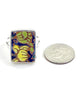 Bold Colorful Blue & Gold Rectangle Vintage Pottery Ring- Size 7.5