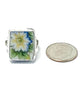 Blue & Yellow Flower Rectangle Vintage Pottery Ring- Size 6