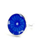 Big Bold Dark Blue Flower Vintage Pottery Rectangle Ring- Size 10