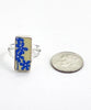 Blue Flowers on Yellow Vintage Pottery Ring- Size 6