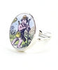 Boy Smoking a Pipe 0val Vintage Pottery Ring- Size 9