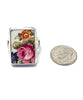 Large Pink Rose Bouquet Rectangle Vintage Pottery Ring- Size 9