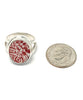 Small Red & White Floral Vintage Pottery Ring- Size 5.5