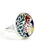 Bold Colorful Blue & Gold Vintage Pottery Oval Ring- Size 8