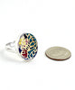 Bold Colorful Blue & Gold Vintage Pottery Oval Ring- Size 8