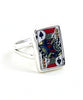 King of Spades Rectangle Vintage Pottery Ring- Size 7