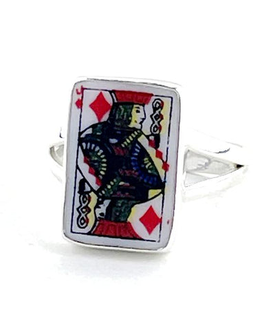Jack of Diamonds Playing Card Vintage Pottery Ring- Size 9