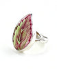 Red & Green Leaf Vintage Pottery Ring- Size 9