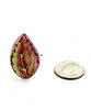 Red & Green Leaf Vintage Pottery Ring- Size 9