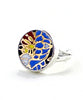 Bold Colorful Blue & Gold Vintage Pottery Ring- Size 6