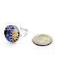Bold Colorful Blue & Gold Vintage Pottery Ring- Size 6