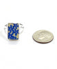 Blue Flowers on Yellow Vintage Pottery Ring- Size 5