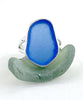 Blue Sea Glass Split Band Ring - Size 5.5