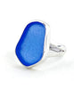Blue Sea Glass Split Band Ring - Size 5.5