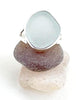 Clear Sea Glass Split Band Ring - Size 6